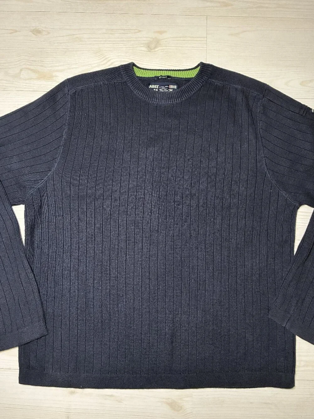 Vintage Abercrombie & Fitch Muscle Fit Ribbed Sweater Navy-Blue Men's XL - Picture 1 of 4